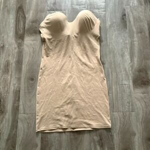 Nancy Ganz Bodyslimmers Strapless‎ Shapewear Dress 38D Nude Beige Bodycon Fit